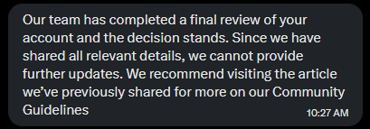 OnlyFomx's tweet photo. good afternoon! my youtube channel is officially perma banned! :D

all the years of hard work sweat and tears ive put into the channel, completely gone! :D

the channel was all about trans and lgbtqia+ positivity, and youtube said nope! gotta be nudity or something! :DDDDDDDDDDDD https://t.co/fTb0qswneg