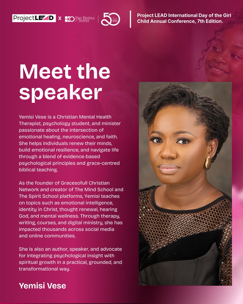 ProjectLEADng's tweet photo. Speaker unveil 🥁🥁🥁

In a world telling girls who to be, we are teaching them how to protect who they are becoming.

#projectleadng #prohectleadidgc2026 #herchoiceherfutureherlegacy #girldevelopment https://t.co/jL4JphzPj9