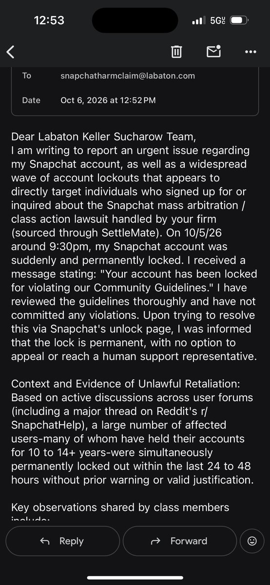 AwHAYLyeah's tweet photo. @mawmaashley @Snapchat @snapchatsupport copy/paste and add your information in and send to SnapchatHarmClaim@labaton.com https://t.co/ZzkMIDwrGR