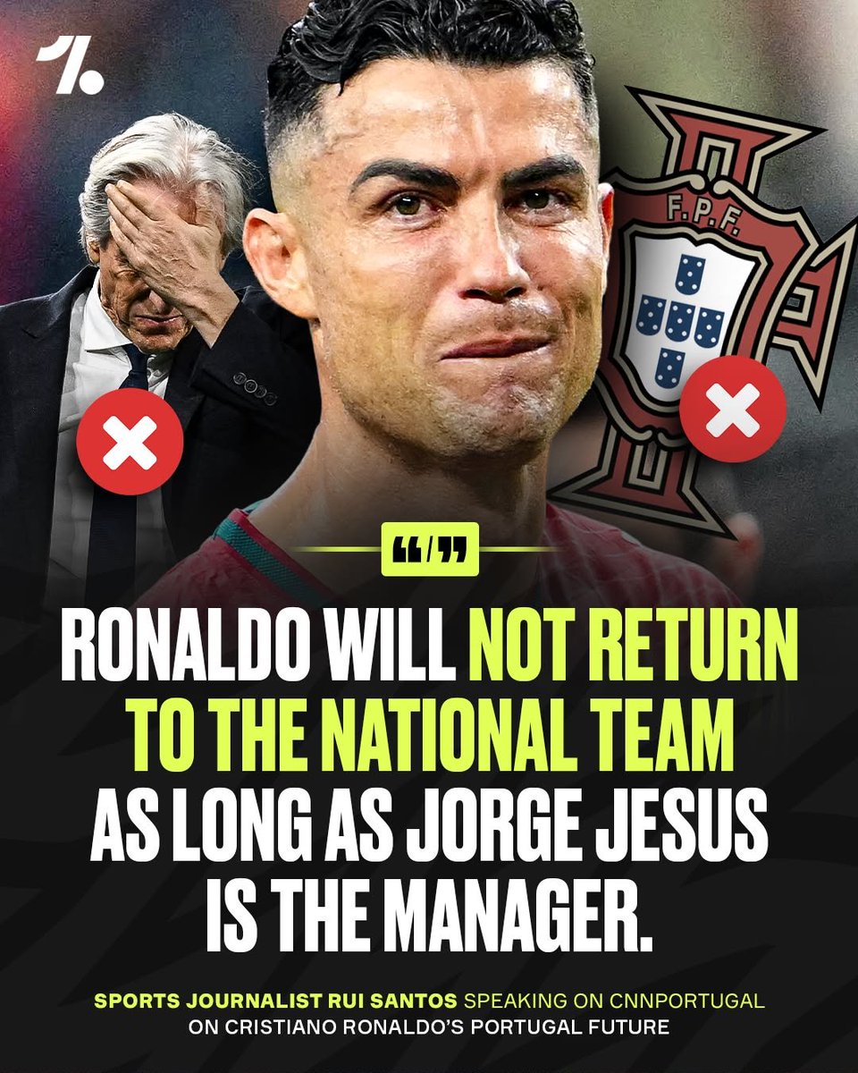 FinalWhistleWA's tweet photo. We may have seen the last of Cristiano Ronaldo in a Portugal shirt, should Jorge Jesus remain in charge 😳 https://t.co/hAZNxU0Z3B
