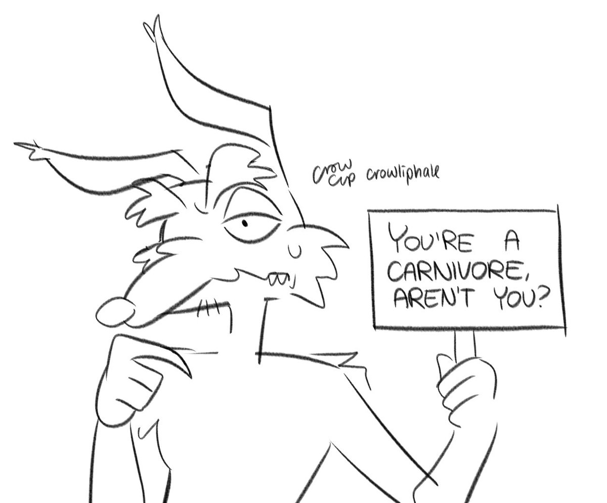 crowliphale's tweet photo. Dumb doodle comic about roadie trying to hide that he eats meat idk #wileroad #wilerunner https://t.co/Qx8o1Xn25p