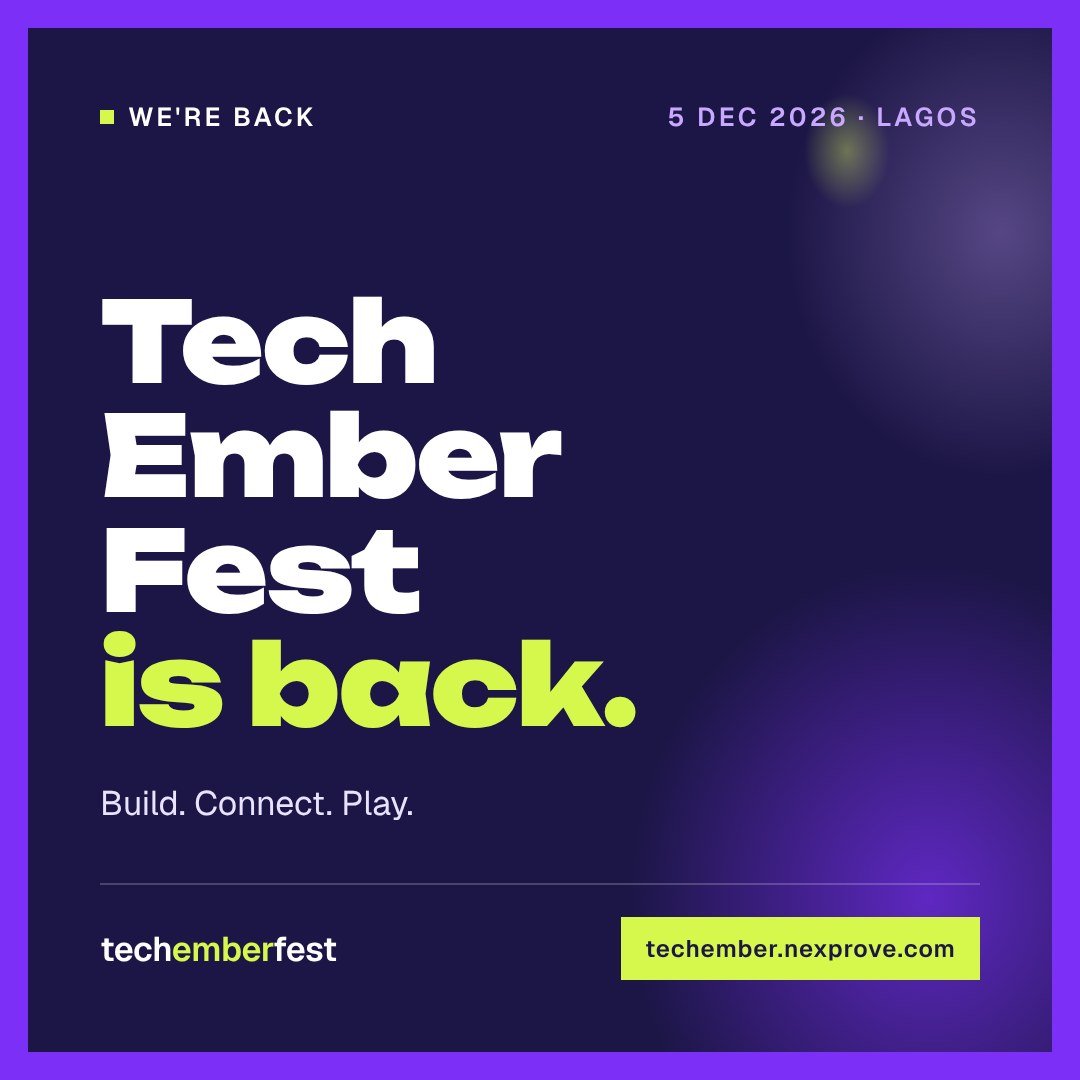 Techemberfest's tweet photo. Tech Ember Fest is back. π₯
5 December 2026, Lagos. An outdoor day for the people who build Lagos tech.
Build. Connect. Play.
π https://t.co/Tub5lTcOTV
#TechEmberFest #LagosTech https://t.co/wRJB41pfmI