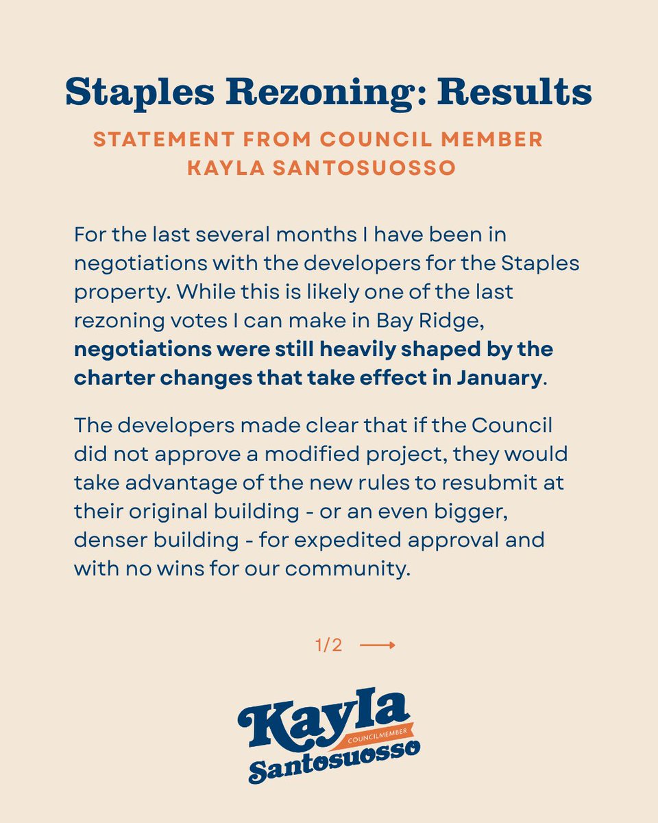 kaymsanto's tweet photo. For the last several months I have been in negotiations with the developers for the Staples property. Read my full statements a details of the results below https://t.co/Vp45LPvTk7