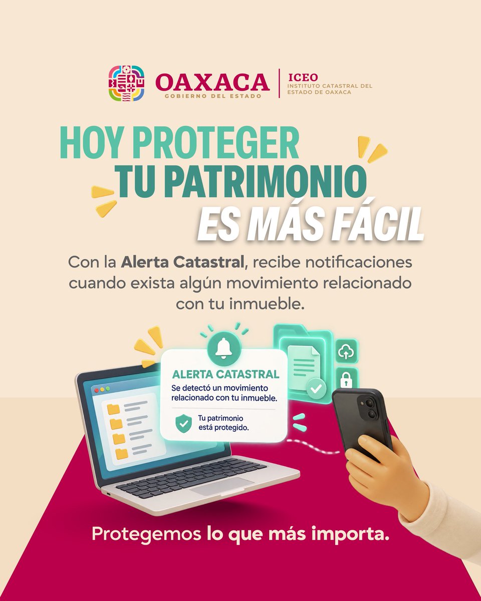 Gil_MG's tweet photo. 🏠 Tu patrimonio merece estar protegido.

Con la Alerta Catastral del #ICEO, recibe notificaciones sobre cualquier movimiento o solicitud relacionada con tu inmueble.

Porque estar informado también es proteger lo que es tuyo. Más información, más seguridad y mayor certeza jurídica.

#AlertaCatastral #CoroMelo