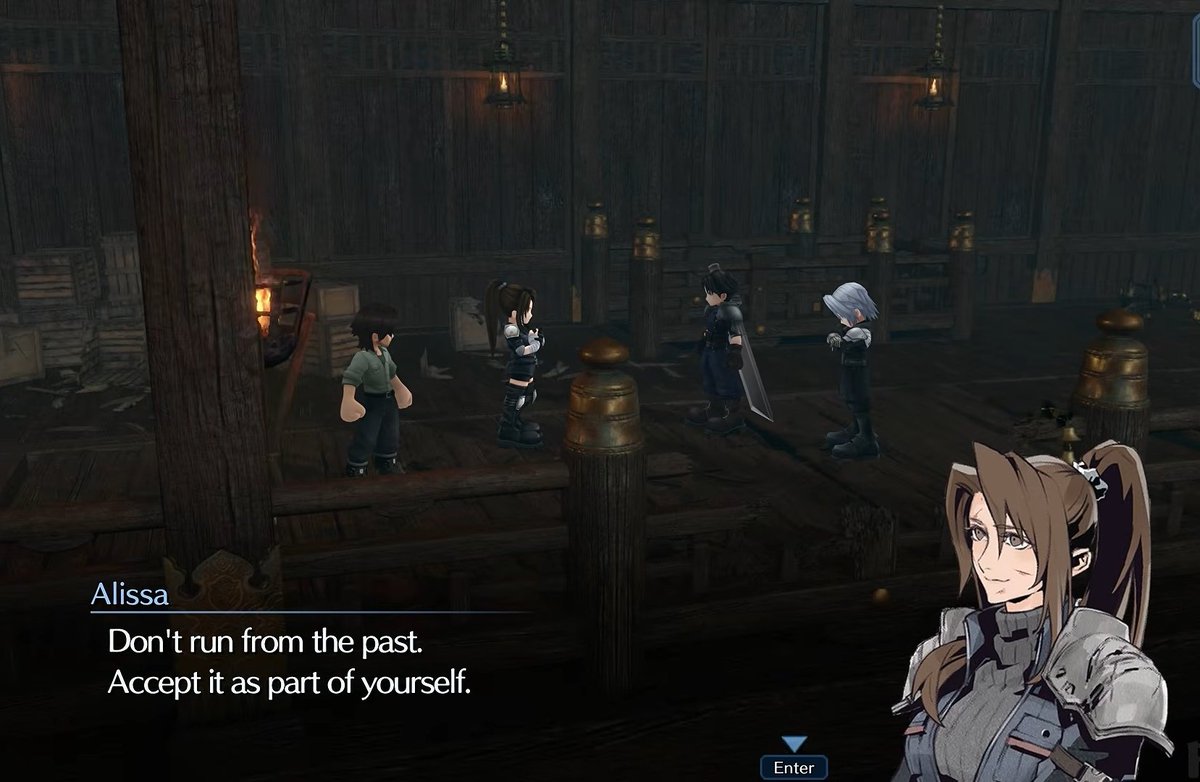 Monsterbf1Ilove's tweet photo. I can't stop thinking about this scene that brought me to Sephiroth in EoC. As I've mentioned before, the WF that he kept ignoring represents his past memories, the entirety of his FS arc actually. Was he struggling to accept? If accepted, would it change him entirely? https://t.co/83qZbyPVs1