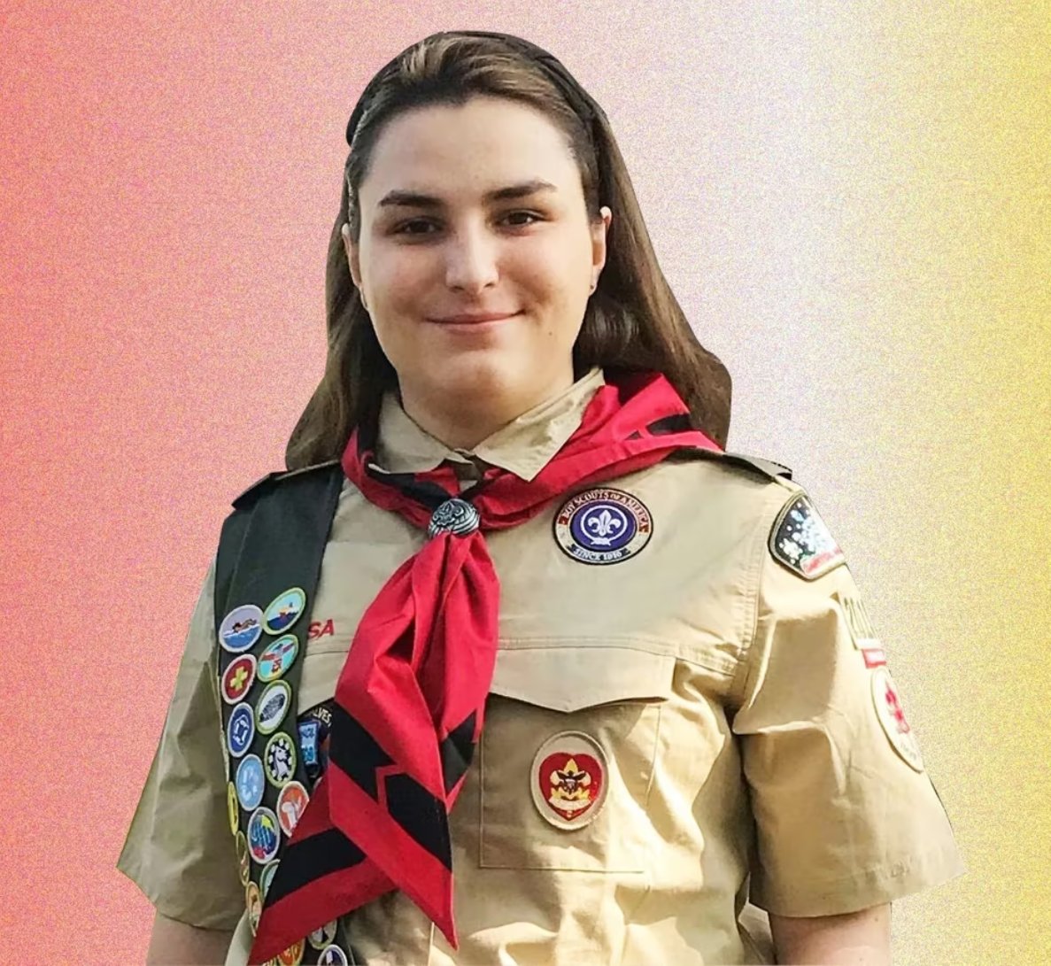 embram's tweet photo. @realDailyWire Well, for one thing, a number of "Girl Scouts" today are actually guys pretending to be girls, aka "trans girls," like this dude. I understand they really enjoy the overnight camping trips. https://t.co/VSnwYdpCt6