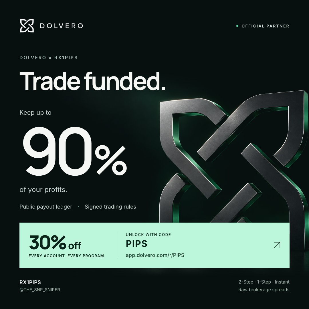 THE_SNR_SNIPER's tweet photo. 🚨 OFFICIAL PARTNERSHIP ANNOUNCEMENT! 🤝🔥

I’m excited to officially announce my partnership with @Dolveroprop — a new chapter in my trading journey! 📈💯

@Dolveroprop is bringing traders an opportunity to trade funded while keeping up to 90% of their profits, with transparent features like a public payout ledger and signed trading rules. 🔥

And here’s something special for my community:

🎁 30% OFF EVERY ACCOUNT & EVERY PROGRAM
🏷️ Use code: PIPS
💻 Dolvero × RX1PIPS
https://t.co/WYHPwluW7n

Whether you’re looking for a 2-Step, 1-Step, or Instant program, this is an opportunity worth checking out.

I’m proud to partner with a brand that values transparency, flexibility, and giving traders more opportunities to grow. 🚀