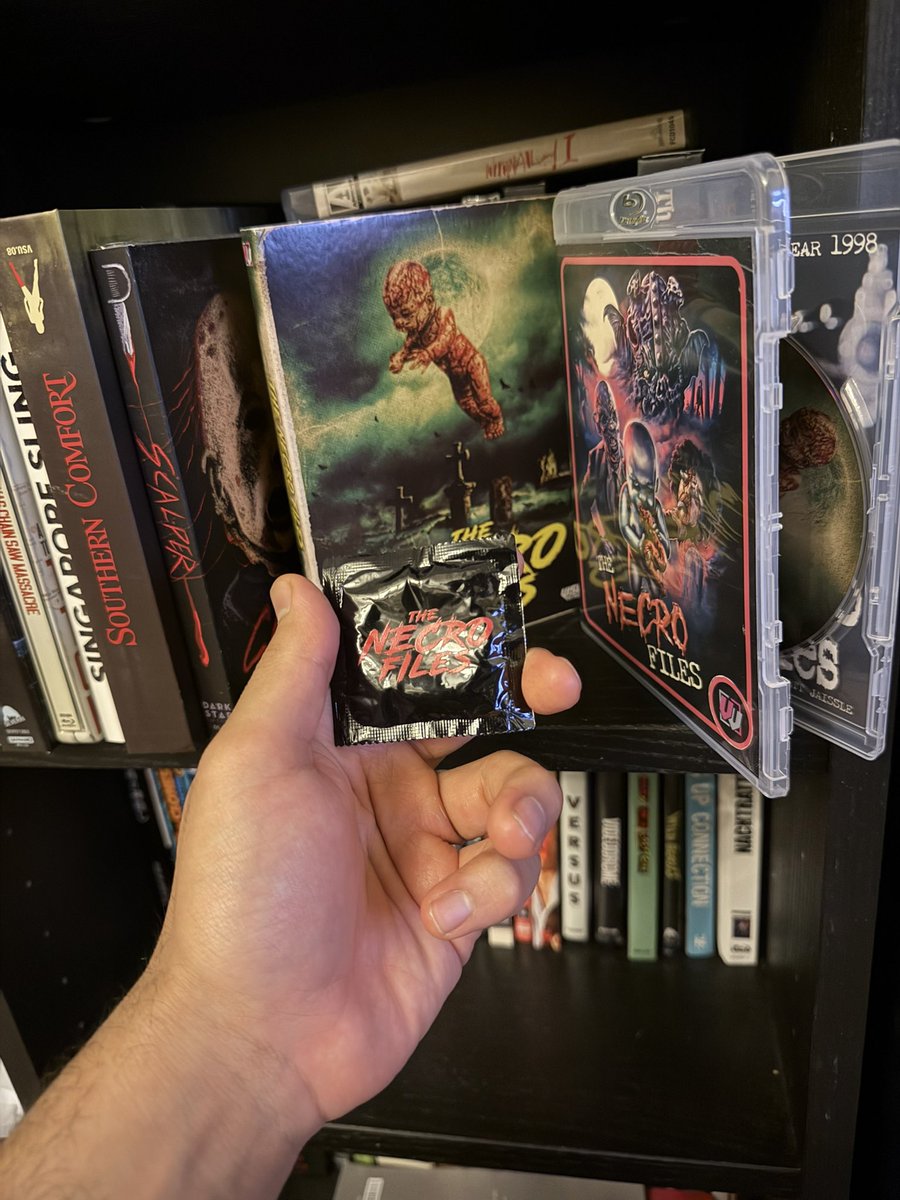 BumLonq's tweet photo. The necro files is a good argument for physical media, you even get a condom with it https://t.co/HkxiXWsJv8