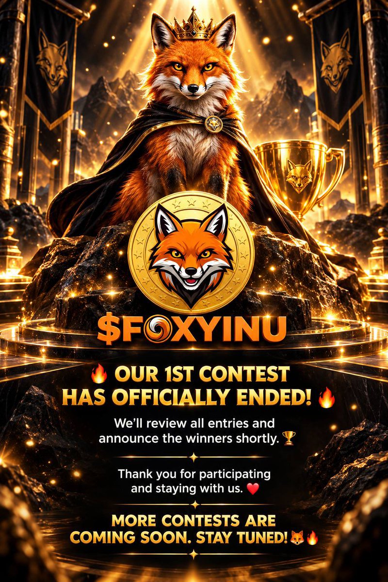 FOXYINU_SOL's tweet photo. OUR 1ST CONTEST IS OFFICIALLY OVER! 

A huge THANK YOU to everyone who participated and supported $FOXYINU! ❤️

We’re reviewing all entries and will announce the winners soon. 👀🏆

And this is just the beginning…

Stay tuned, Fox Army! 🦊🚀

#FOXYINU #Solana #Crypto #MemeCoin https://t.co/VZdpPnwctX