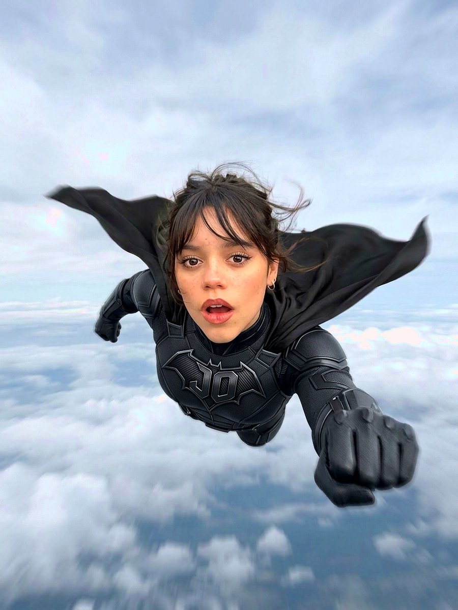 THYPIRATEAM's tweet photo. #Making a #fake #funny #Pose #Poses of a #Fictional #SuperHero with the #Actress #JennaOrtega #Jenna #DigitalArt #PhotoManipulation #Celebrity #AI #4K #Photography #PhotoEdition https://t.co/HdKNO4du5R