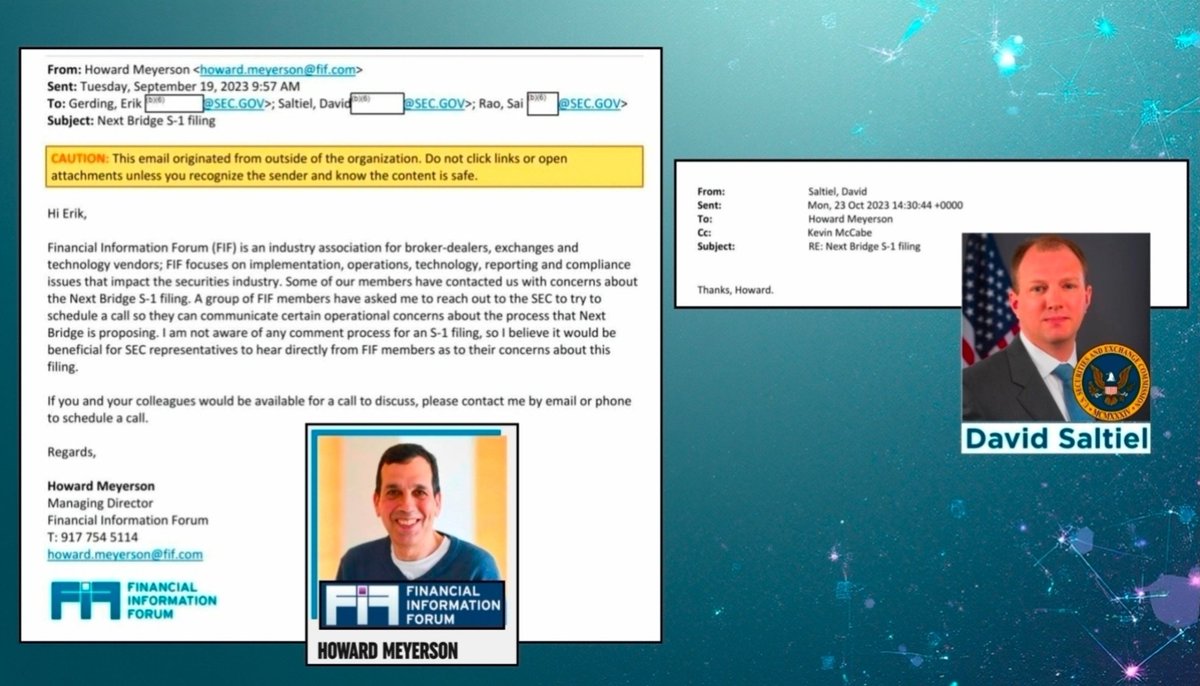 RareDealsHere's tweet photo. Image 1 shows more evidence of FIF/Brinkerhoff and the SEC having several meetings about Next Bridge Hydrocarbons BEFORE the Subscription Rights registration was withdrawn. 

Images 2-4 show the actual communications between FIF and the SEC, continually discussing Next Bridge Hydrocarbons even though David Saltiel says that the SEC wasn't supposed to comment on specific issuer disclosures (image 3). @FBI @TheJusticeDept @VP