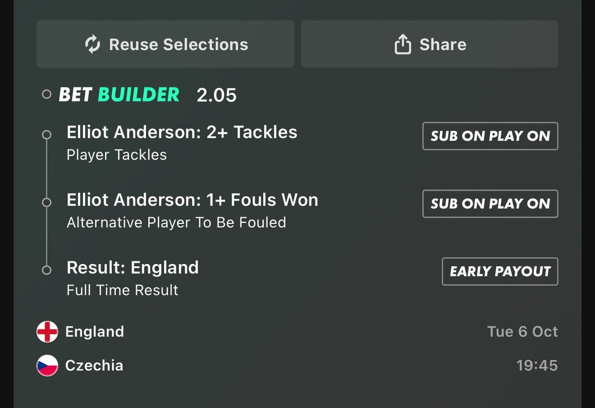 CDSpicks's tweet photo. 1U builder - Bet365

Anderson has won a foul in 23 of his last 26 games for England

Anderson 2+ tackles has landed in 11 of his last 12 England games 

Added England win to qualify for money back offer 👊 

@StatsHubCom https://t.co/km8VTxlrUn