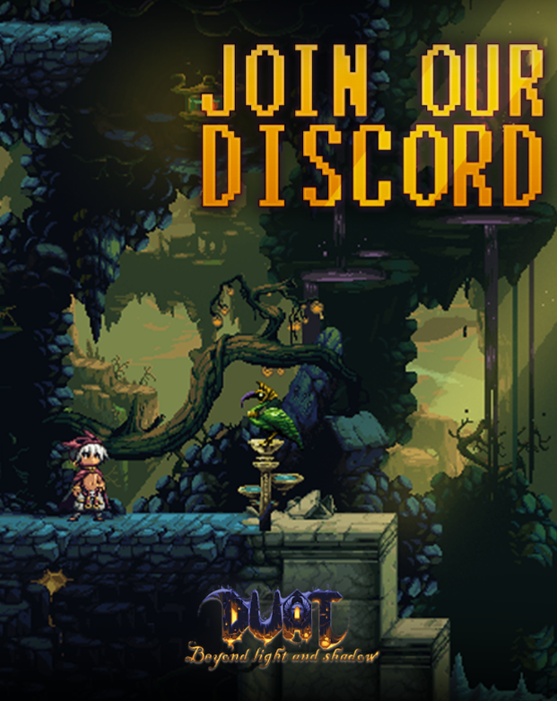 Duat_Game's tweet photo. The jungle remembers those who wander in... 🌿✨
Step beyond light and shadow and join the Duat community on Discord. Get dev updates, sneak peeks, behind-the-scenes art, and a direct line to the team building this world.
Your journey starts here 👉 [https://t.co/YyLyTHEZCq]

#Duat #Metroidvania #PixelArt #IndieGame #GameDev