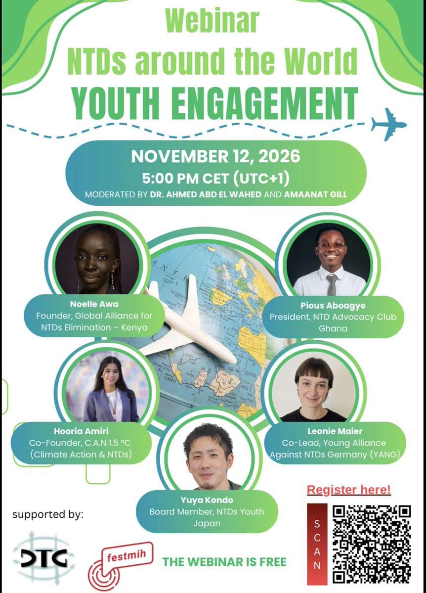 Pious_Aboagye's tweet photo. Ever wondered how to get involved in the fight against Neglected Tropical Diseases (#NTDs) as a young person?
Then join us for this special session of our #Webinar series “NTDs around the world” which will explore pathways for youth engagement in NTDs. https://t.co/OwdODs9vTs
