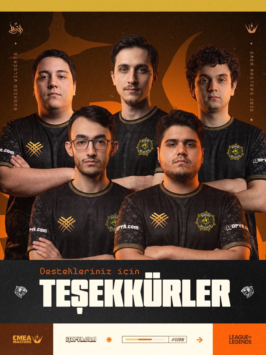 bushidowildcats's tweet photo. Bu sonuçla beraber EMEA serüvenimizin sonuna gelmiş bulunuyoruz.

Turnuva boyunca desteğini esirgemeyen büyük Bushido taraftarına sonsuz teşekkürler. 💛 https://t.co/T5YTapF7b0