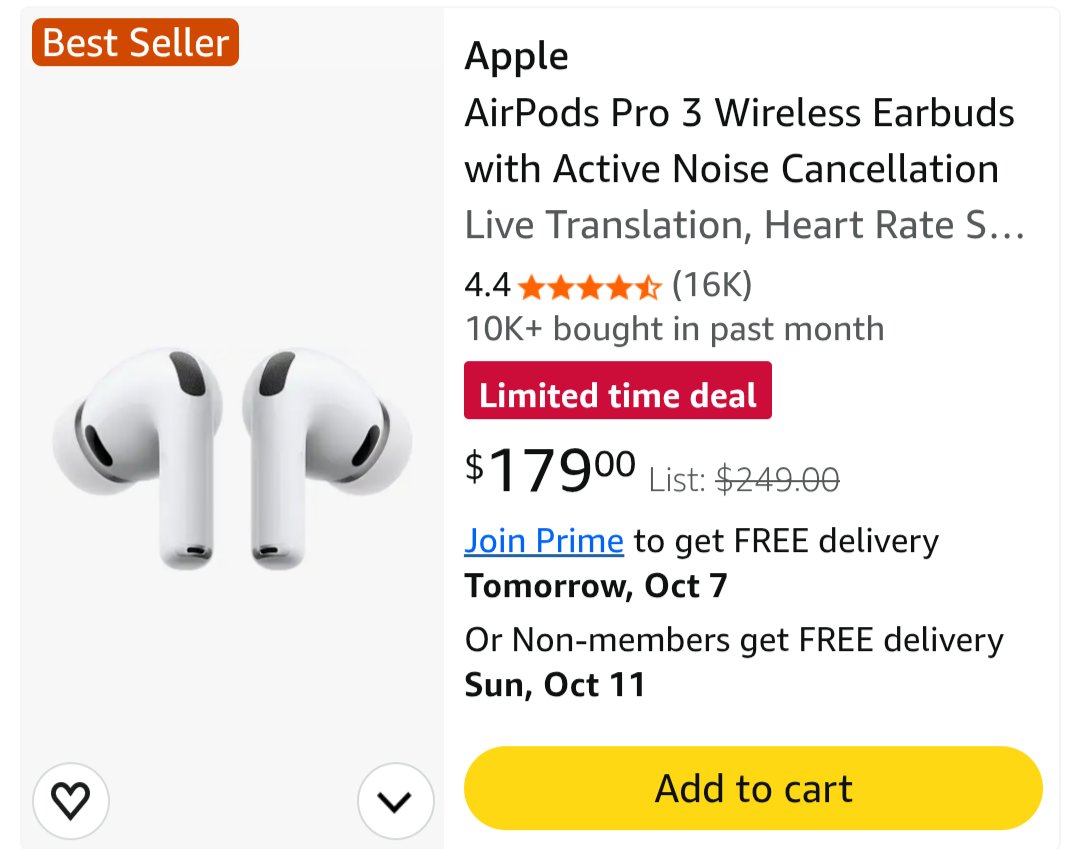 SPECDeals's tweet photo. Apple Airpods Pro 3 are on sale

https://t.co/AVFvZ3UyBQ https://t.co/m8MEFmL8Oo