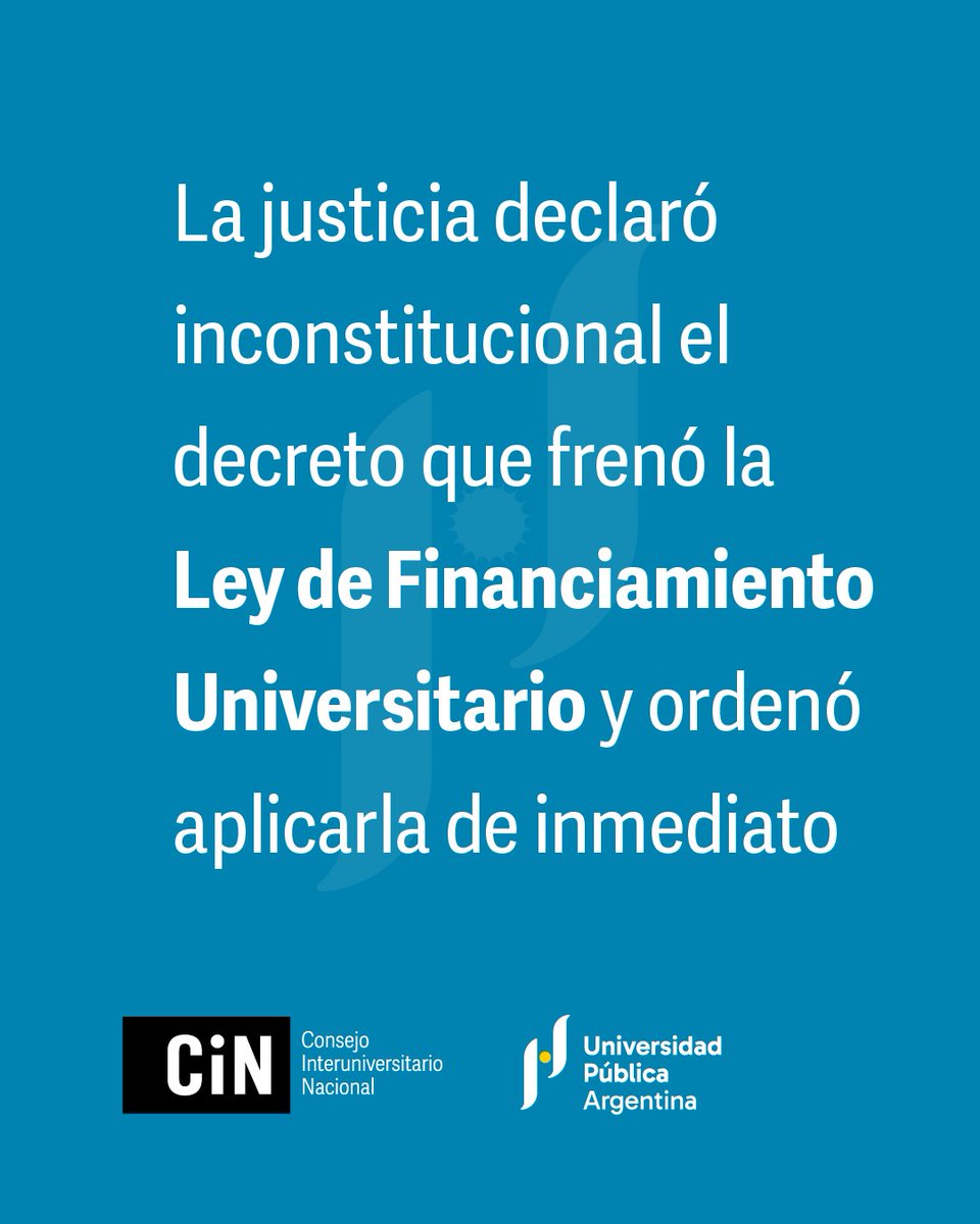 UNTREF's tweet photo. ⚖️ La justicia declaró inconstitucional el decreto que frenó la Ley de Financiamiento Universitario y ordenó aplicarla de inmediato.

#UniversidadPúblicaSiempre 🇦🇷 https://t.co/HOgNHdo5ZM