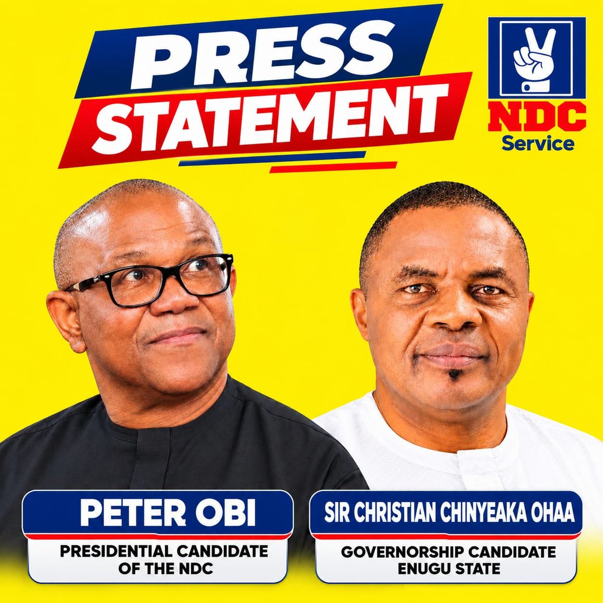 OdalijeMedia's tweet photo. PRESS STATEMENT  
Office of the Media Aide to Sir Christian Chinyeaka Ohaa  
NDC Governorship Candidate, Enugu State

6th October, 2026

*Sir Christian Chinyeaka Ohaa Condemns Prosecution of Obuoffia Eyewitness, Accuses Peter Mbah APC Administration of Shielding Political Thugs*

The Nigeria Democratic Congress (NDC) in Enugu State under the leadership of our Presidential Candidate, Mr. Peter Obi, and Governorship Candidate, Sir Christian Chinyeaka Ohaa, strongly condemns the decision of the Enugu State Police Command to arraign and remand Mr. Ani Samuel Chidi, the NDC member who courageously filmed the violent attack on our ward meeting at Ihuani Awkunanaw, Obuoffia, on 12th September 2026.

While the suspected attackers and their sponsors remain free, the man who documented the crime is being prosecuted for cybercrime and criminal defamation. This is a clear case of justice turned upside down.

Section 39(1) of the 1999 Constitution of the Federal Republic of Nigeria (as amended) guarantees that “every person shall be entitled to freedom of expression, including freedom to hold opinions and to receive and impart ideas and information without interference.” Filming and exposing an attack on peaceful citizens cannot be a crime in a democratic society.

I ask Governor Peter Mbah directly: *What else has to happen in Nkanu land before you speak? You are an Nkanu man. Your kinsmen and women were shot at a peaceful political meeting in your own cultural zone. Eight of them sustained gunshot injuries. Yet, while the alleged perpetrators walk free, the eyewitness who recorded the attack is being remanded. Why the silence in the face of this political witch-hunt against your own people?*

Reacting to the development, Sir Christian Chinyeaka Ohaa said:

“This is no longer just an attack on the NDC; it is an attack on truth, on justice, and on the people of Nkanu. When those who shoot innocent citizens are protected and the person who films the crime is punished, then we are in dangerous territory. *I will not keep quiet while my people are treated this way.* My  administration will never weaponise the state against the people. We will protect every citizen’s right to speak the truth without fear.”

I demand the immediate release of Mr. Ani Samuel Chidi and the diligent prosecution of all those involved in the Obuoffia attack, regardless of their political connections. Justice delayed and justice denied only strengthens our resolve.

Sir Christian Chinyeaka Ohaa and the NDC remain committed to the *MEGA agenda — Make Enugu Great Again —* where the rule of law is respected, and no one is above the law.

Signed:  
Hon. Sampson Ukwu  
Media Aide to Sir Christian Chinyeaka Ohaa  
*NDC Governorship Candidate, Enugu State*