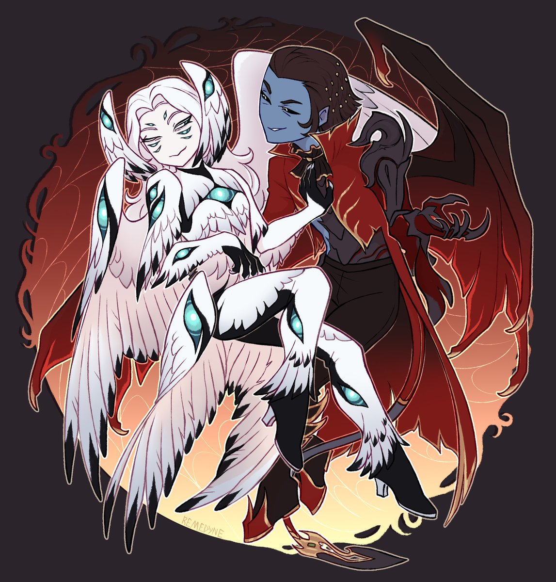 Remedyne's tweet photo. It's spooky month! Now Operator has an excuse to actively scare Roathe to death every day

#warframe #warframefanart #tennocreate https://t.co/Y0BdAioiY9