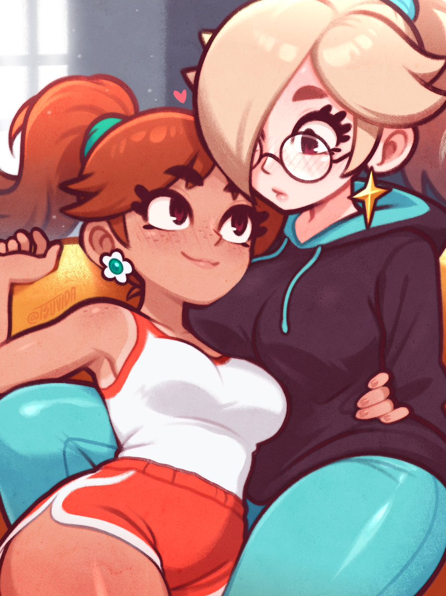 Tsuvivi's tweet photo. Daisy and Rosalina having a lazy little afternoon (1/2) https://t.co/Su17V76lcY