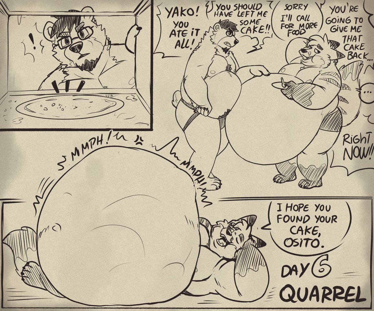 Yako_Fatfox's tweet photo. Day 6 : Quarrel   

There may be a lot of conflicts, but there's always a way to resolve them properly  

Of course, first it's important to fill our stomachs
That way, we all win, don't we?   

🐻: Izzi @/justanoso (bsky)

#Voretober26 #sketch https://t.co/IcWjW1KCNk