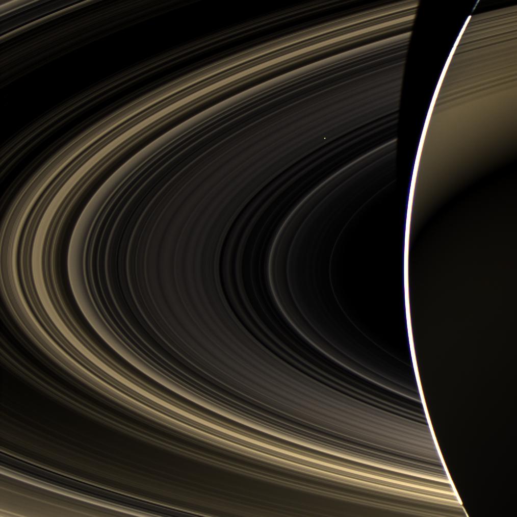 NASAAmes's tweet photo. Quite the planetary view 🪐

While Saturn’s rings put on a stellar display in this image captured by our Cassini spacecraft, take a closer look at the bright spot gleaming within them—that’s Venus! https://t.co/DjtcTFvuUw