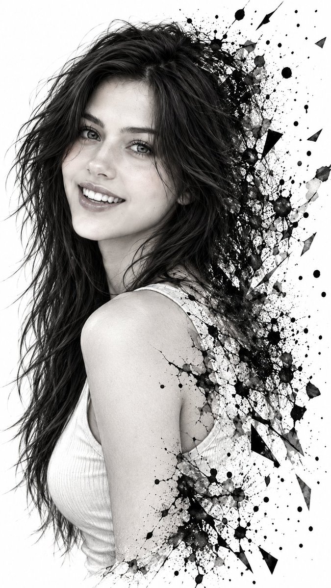 Monochrome Ink Splash Portrait