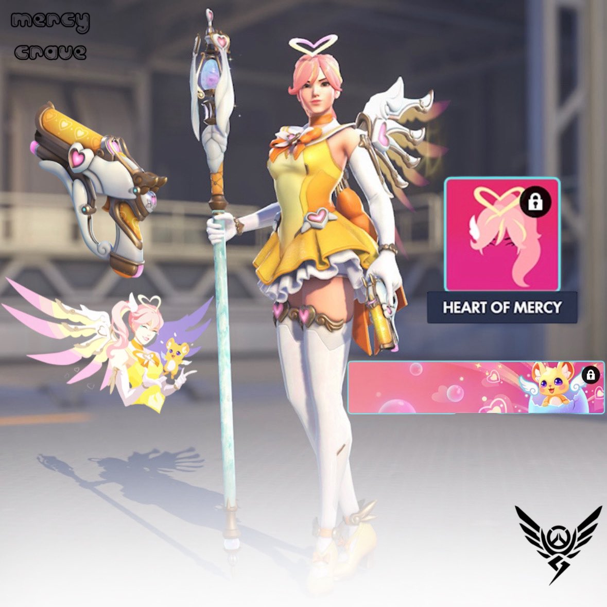 MercyCrave's tweet photo. Angela “#Mercy” Ziegler’s full Heart of Mercy Dokiwatch set, releasing October 20th in #Overwatch https://t.co/q9JJQx1klj