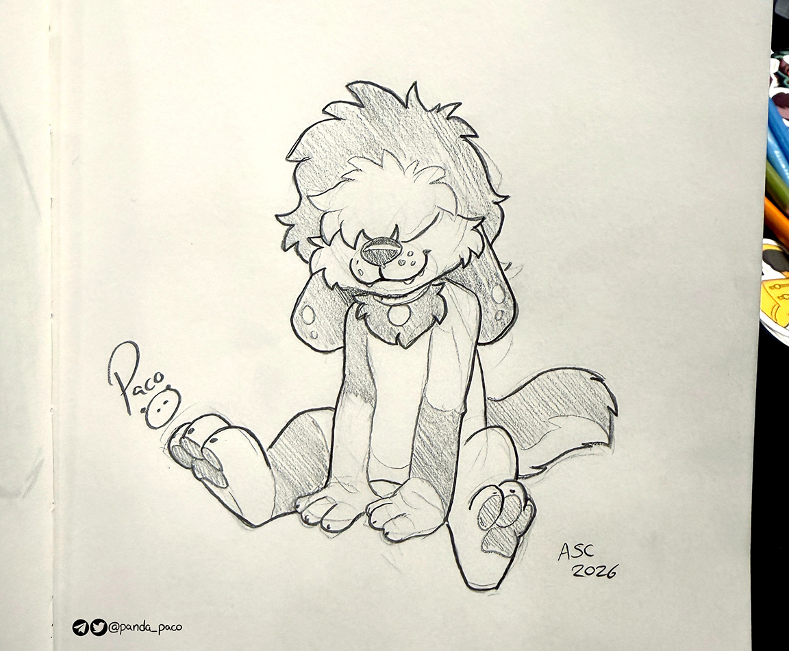panda_paco's tweet photo. One of my favorite activities to do at furry conventions is sitting with artists and art jaming, while we can make art trades, advance our commissions or just doodle for fun. 

This was my part of the art trade with @frankennmutt 
I love this character design, so unique! https://t.co/2zhUe5o8WE