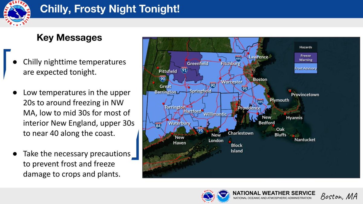 NWSBoston's tweet photo. One of the coldest nights so far in autumn is expected tonight. Frost is expected away from the coasts. https://t.co/wrzSSQhtbm