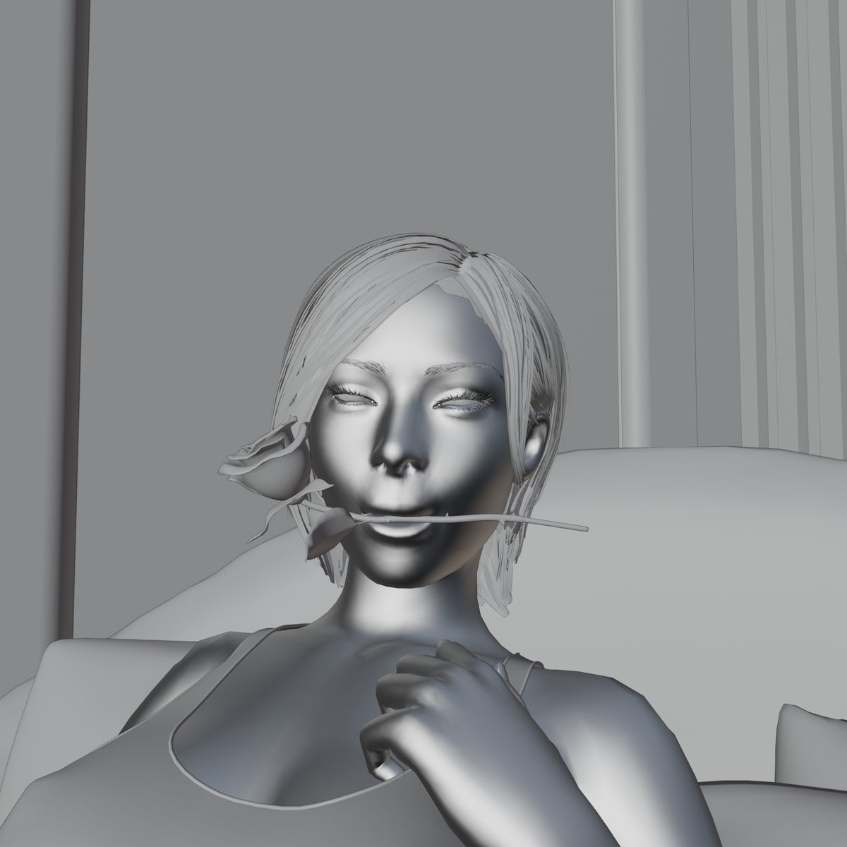 katee_uyw's tweet photo. Golden hour + a rose 🌹✨
Working on this 3D character render with warm lighting and a cinematic sunset mood.#Blender3D #3DArt https://t.co/VnTpZrLXaw