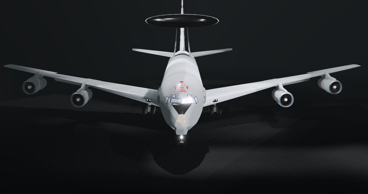 CDacted's tweet photo. E-3 AWACS. Made one of these ages ago but that one was significantly worse. This livery is based on an E-3 I seen at Prestwick in late 2024.

#Roblox #RobloxDev #Robloxbuilds https://t.co/8z7xhHlVIQ
