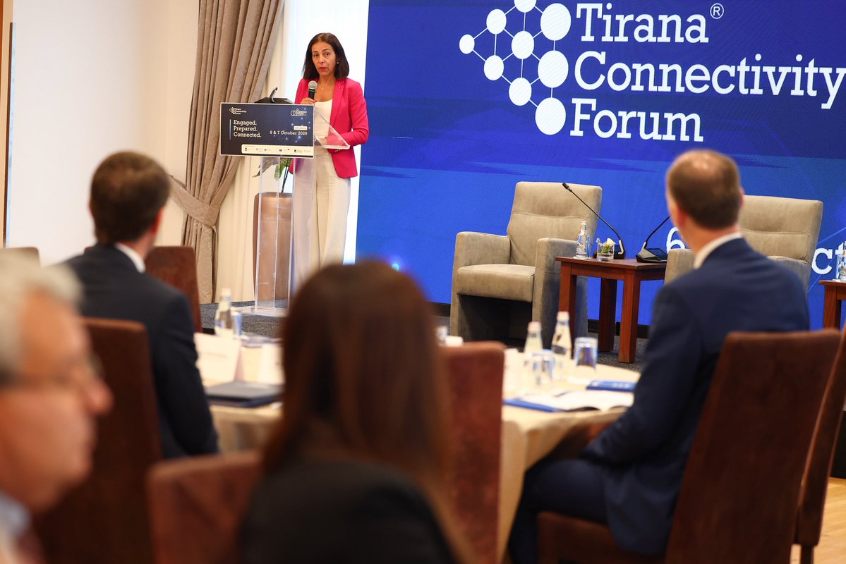 EUinAlbania's tweet photo. Connectivity in the Western Balkans is vital for its future in the EU, while also enhancing security and resilience in the region.

At the 12th edition of the Tirana Connectivity Forum, organised by the Cooperation and Development Institute, we touched base on the increased cooperation among the Western Balkan countries and their commitments to implementing the national reform agendas under the framework of the new Growth Plan🇪🇺. 

Key takeaway: Albania and the region are shifting from a preparatory phase to one of delivery. 1/2