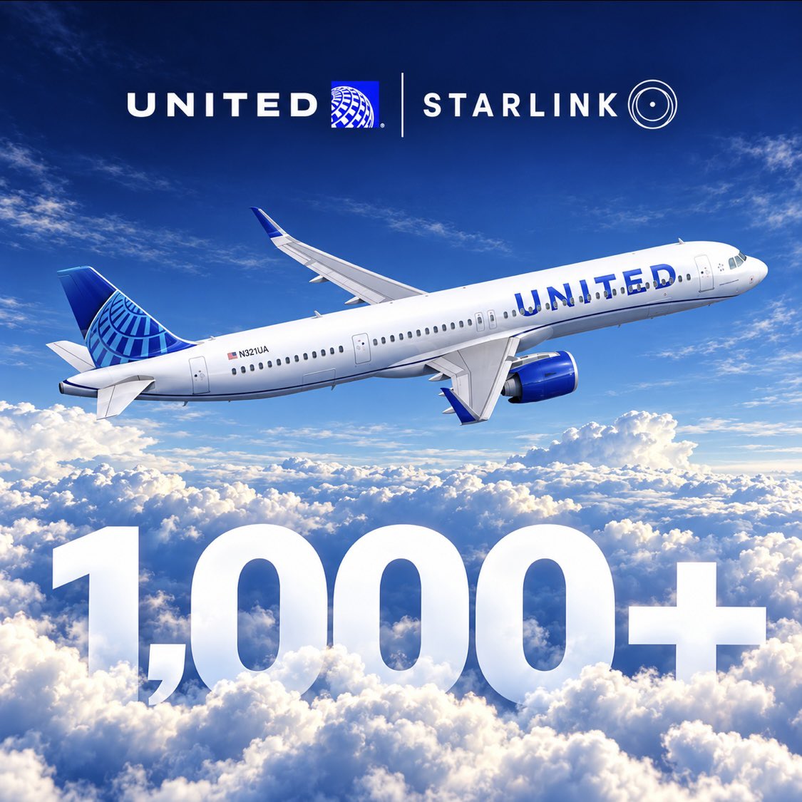 cb_doge's tweet photo. BREAKING: United Airlines reportedly plans to accelerate its @Starlink rollout, targeting 1,000+ mainline jets by May 2027 with 20+ installations per week.

Starlink has already connected 14.2 million devices across 464,000+ flights and is active on over 560 United aircraft. https://t.co/SRiw458SsJ