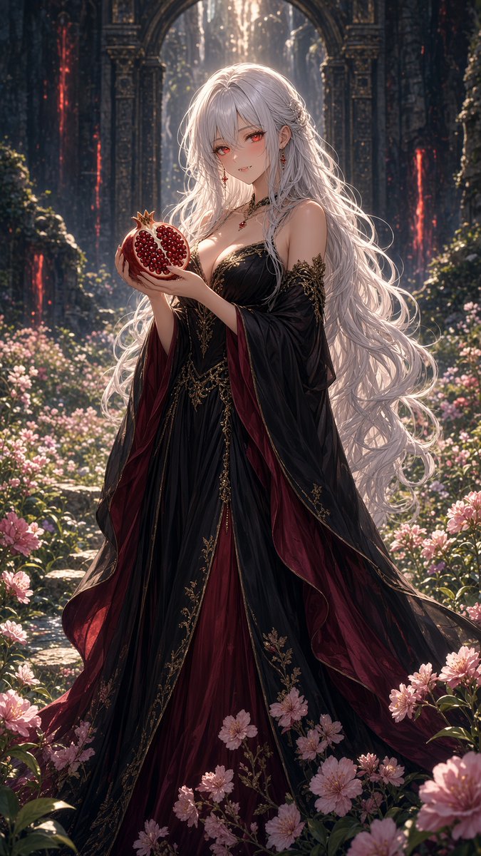 LoveSerasAI's tweet photo. I tried out a „Which god are you?“ thing—it casts your character in the role of a random Greek god. Here’s what I got: 👀
I’ve included my prompt below; this is my first time doing this, so I’d appreciate any tips! 🙏

Persephone. Goddess of spring and the underworld; pomegranate; the threshold between the field of blossoms and the gateway.
#AiArt #Seras #God