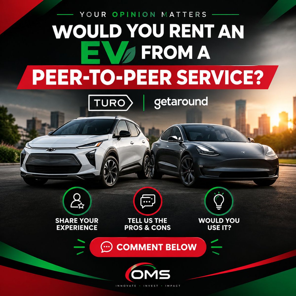 ItsOrderMySteps's tweet photo. Have you used Turo, Getaround, etc?👇
What was your BEST or WORST rental experience?

OMS is exploring a Peer-to-Peer Car Rental service using our own vehicles

🚗 Would YOU rent an EV from a peer?

And honestly: Would you use our services? Why or why not?

#omsJob #OMSforSUCCESS https://t.co/DTjhNpwDGN