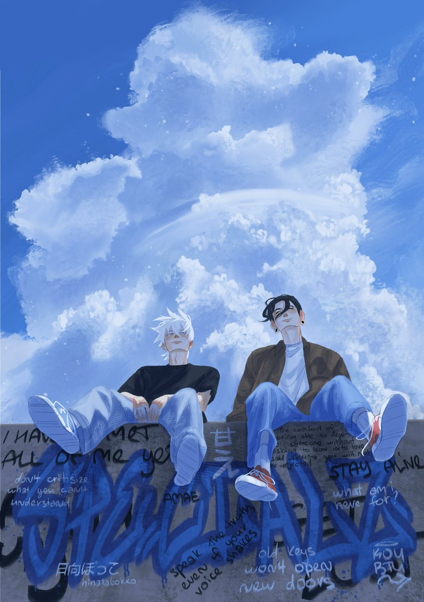 koiwteablyat's tweet photo. ☁️ + satosugu + graffiti 
#jujutsukaisen #satosugu https://t.co/s2zBfrmDKE