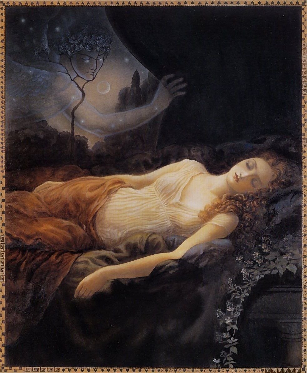 ArtorOtherThing's tweet photo. Psyche Sleeping by Kinuko Y. Craft, 1996 https://t.co/EHgMFeTnaI