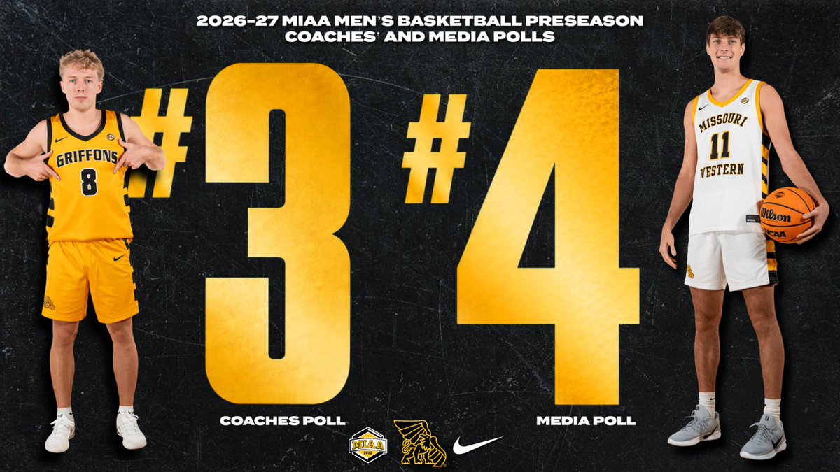 MWSUGriffons's tweet photo. It's almost time 🏀

@MWSUMBB was picked 3rd and 4th in @TheMIAA preseason polls, while @GriffonWBB was slotted 7th.

📰 MBB https://t.co/x2QwsxPZnz

📰 WBB https://t.co/CBXIilaAZv

#GriffUp 🦅🦁 https://t.co/CK4n0iZK4L