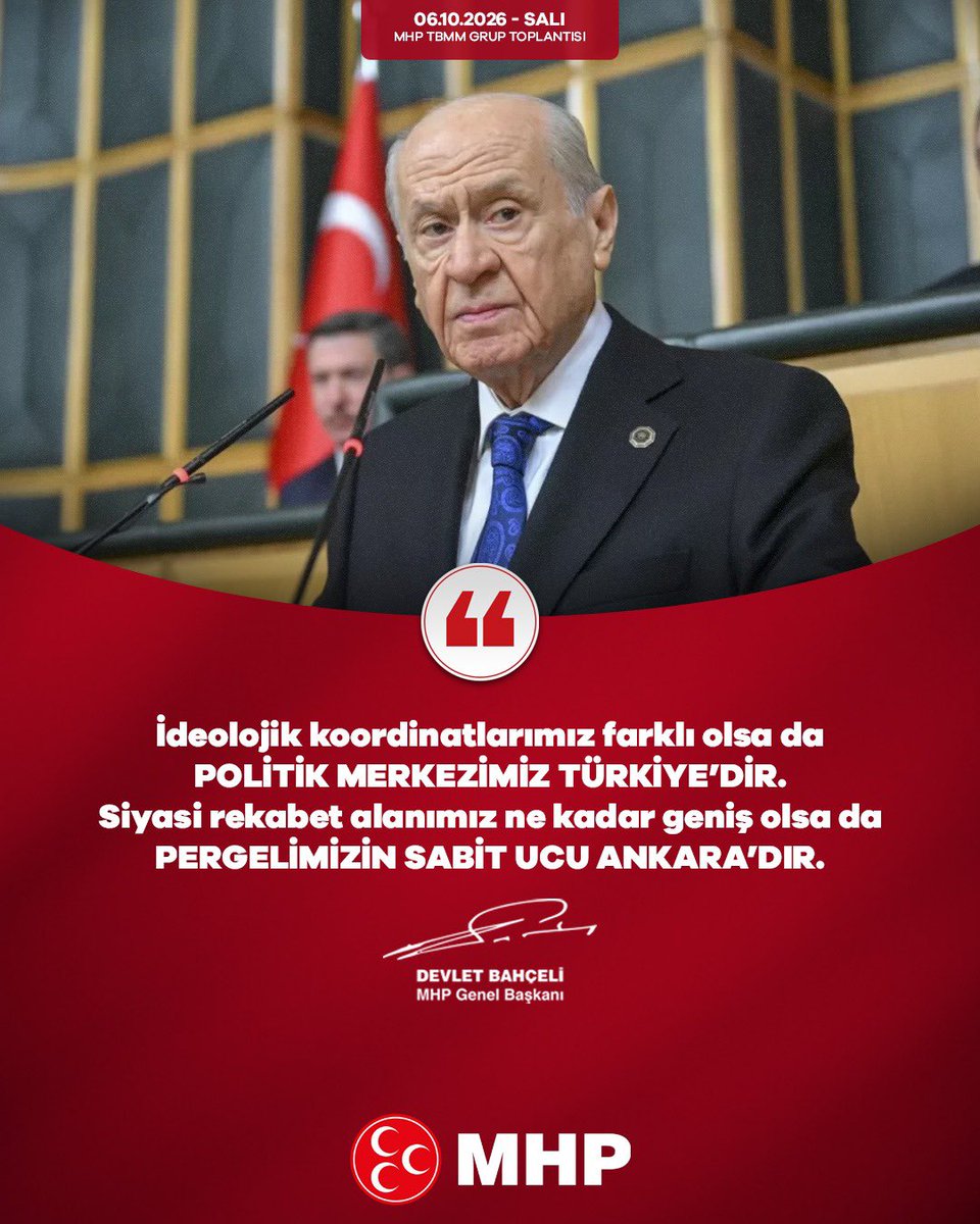 Ulku_Ocaklari's tweet photo. İdeolojik koordinatlarımız farklı olsa da politik merkezimiz Türkiye’dir.
Siyasi rekabet alanımız ne kadar geniş olsa da pergelimizin sabit ucu Ankara’dır.

MHP Genel Başkanı
Devlet BAHÇELİ https://t.co/i5wmSorZcU