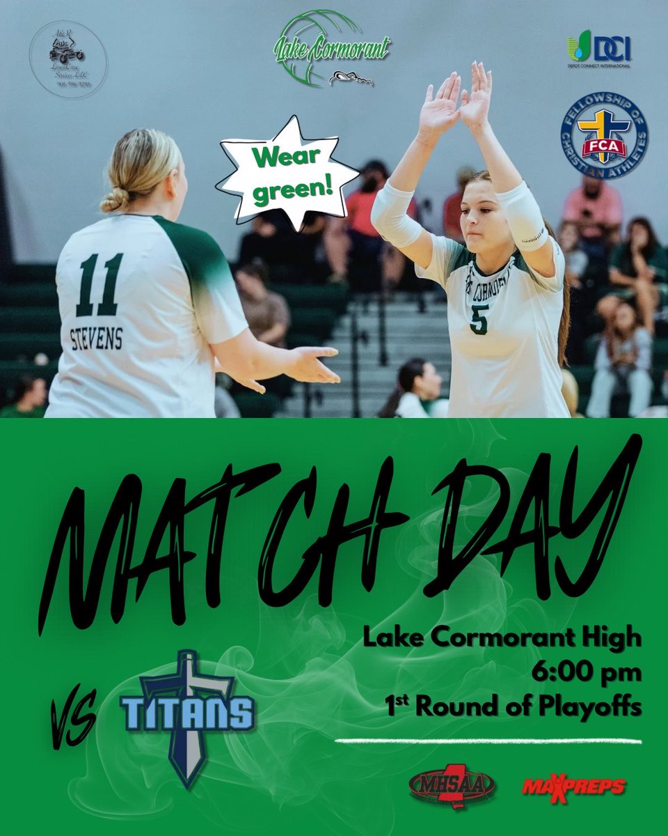 LCHSladygatorvb's tweet photo. It’s playoff time in The Swamp!!! Be there, be loud, and wear green!! 💚🐊🧱🔥 #BrickByBrick #NewTeamSameStandard 

🆚: Ridgeland 
📍: Lake Cormorant High School
⏰: Varsity at 6 
🎟️: https://t.co/hBbOVN7afN https://t.co/h5cceY4hel
