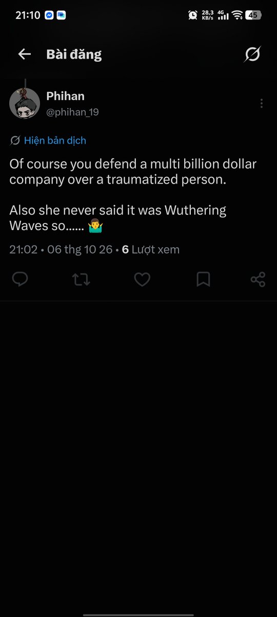 Ejio112's tweet photo. @momocashew Just to make it clear, she doesn't say it outright, but making a post like that at this point is essentially the same as implying that she's talking about WuWa. And I'm not saying who's right or wrong in this situation; I'm just saying that making indirect remarks like that, https://t.co/Cn1iZzz5y8
