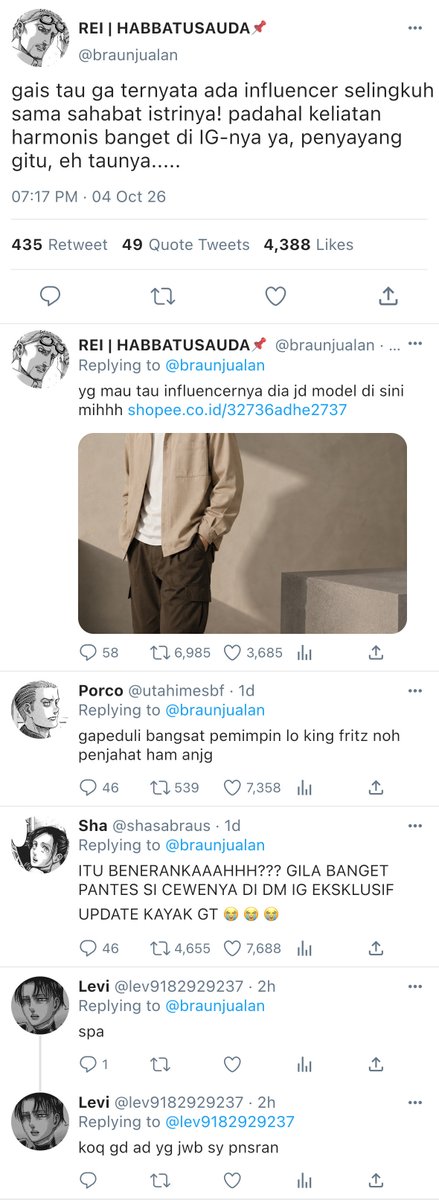 ohayoupokko's tweet photo. aot netizen au

reiner coba cobi jadi affiliate https://t.co/XwKKFZVosw