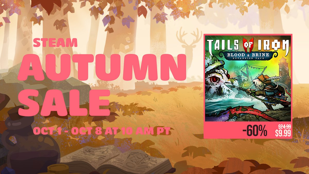 OddBugStudio's tweet photo. Tails of Iron 2 Whiskers of Winter, is in the Autumn Sale over on Steam until 8 October. There's never been a better time to dive back into the Ratdom! 🐀⚔️🦇 https://t.co/vXksJMhhqr