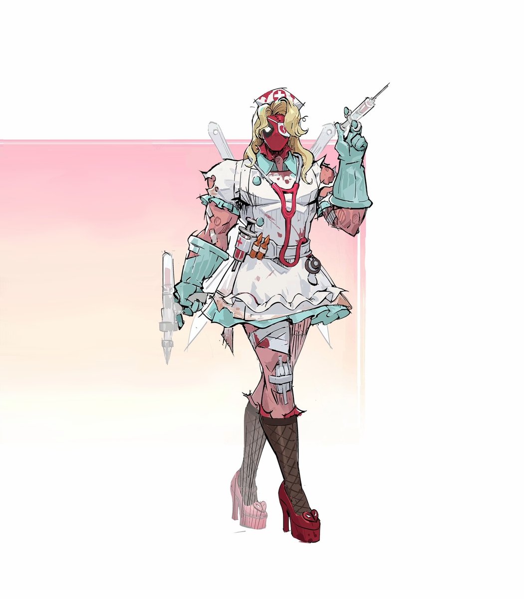 mmmmmmmmiller's tweet photo. ‼️ NEW: NURSE DEADPOOL SKIN

Today's Season 10.5 Dev Vision gave us our first look at an upcoming Midnight Monsters costume for Elsa Bloodstone. An exact release date has yet to be announced. #MarvelRivals https://t.co/PzVtultAy5