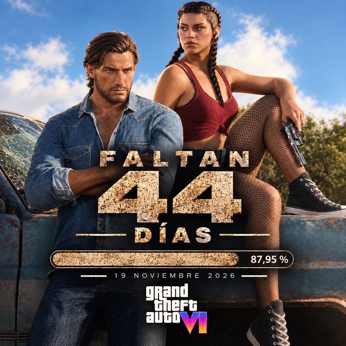 ElNeuroparako's tweet photo. 🔥 ¡44 DÍAS PARA GTA VI! 🔥

La cuenta regresiva sigue bajando… y ya solo quedan 44 días. 🌴🎮
Jason y Lucia están cada vez más cerca de Vice City. ¡La espera está llegando a su fin! 👀🔥

#GTA6 #GTAVI #RockstarGames #ViceCity https://t.co/TDSrsmBYau
