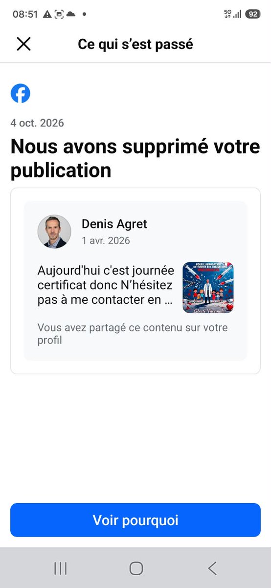 AgretDenis's tweet photo. Hier les "provax teubés" ont fait sauter ma publication facebook d'avril 2026 qui permet aux parents de se positionner pour ne plus faire vacciner leurs enfants et qui protègent les enfants des conséquences graves des vaccins pédiatriques.

Certificat pour parents qui osent (ont du courage et non pas peur) et ça marche !!! Envoyez le en recommandé accusé de réception au directeur d'école, de crèche, au maire du village, au médecin traitant, au rectorat, au député.... aux médias !!!

N'achetez plus de doses de vaccins en pharmacie, sinon vous alimentez encore le système.
Sinon rapprochez-vous de votre médecin, pharmacien avec ce texte afin qu'il soit aussi conscient des risques qu'il encourt en cas de vaccination.

Il est constant que les parents qui se positionnent clairement en argumentant ne sont pas embêtés du tout, y compris lorsqu'un des deux parents n'est pas encore au fait. 

Je vous propose ce modèle de certificat que vous devrez rédiger dans l'idéal en associant le père et la mère (même s’il y a une séparation). 
Il est à mon sens juridiquement opposable à des administrations qui ne font qu'"obéir" à une loi de janvier 2018 dangereuse ! Cette loi obligation pass sanitaire Buzyn est illicite, hors la loi !
A vous de faire le travail, à vous de vous mobiliser, à vous de vous faire respecter dans l'intérêt de vos enfants.
_________________________________________________________________

Lieu________, Date_________
Nous soussignons Mr et Mme ___________ parents de l’enfant ________ 
né le ______________ne consentons plus à la vaccination après information loyale, libre et éclairée, sur les « bénéfices » ET les risques des vaccins. 
https://t.co/2EoS8SDXT4 se fondant sur les 
- Art 16.1 du code civil "Chacun a droit au respect de son corps. Le corps humain est inviolable". 
- Art L1111-4 code santé publique. "Toute personne a le droit de refuser ou de ne pas recevoir un traitement. 
De plus, nous certifions refuser toute vaccination pour notre enfant____________
compte tenu 
- des risques graves de maladie de Kawasaki (vascularite grave avec anévrisme coronaire), de convulsions, de décès (mort subite) après vaccination et 
- des échecs vaccinaux (méningites à Haemophilus, pneumopathies à Pneumocoque après vaccination) …
recensés avec les vaccins pédiatriques (DTP, coqueluche, Haemophilus, Hépatite B, ROR, pneumocoque méningocoque…).
Ces risques sont stipulés dans les rapports officiels ANSM vaccins 0 à 2 ans.
Données de sécurité des vaccins obligatoires pour les enfants vaccinés avant l’âge de 2 ans en 2021 (bilan au 30/09/2022)
https://t.co/ZoKDbfeTYc 
Données de sécurité des vaccins obligatoires pour les enfants vaccinés avant l’âge de 2 ans en 2018 et entre 2012 et 2017 (bilan au 30 juin 2019)
https://t.co/LaeUcJ6aDJ 
https://t.co/WNFz5siIkN 

Par conséquent, ces vaccins ne sont ni sûrs ni efficaces. 
Compte tenu de ces connaissances scientifiques, le maintien d’une obligation vaccinale coercitive depuis 2018 constitue une mise en danger de la vie d’autrui (risque de myocardite fulminante ou maladie de Kawasaki ou de mort subite : art 223-1 code pénal) de la part de l’Etat. 
De plus, cette obligation est assimilable à un PASS SANITAIRE pour aller à l’école ou à la crèche visant à discriminer les non vaccinés des vaccinés, diviser pour mieux régner en somme.

Compte tenu du risque pénal, nous ne souhaitons pas risquer de nous retrouver au tribunal pour homicide involontaire comme au moins trois médecins mise en cause à Nantes, à Périgueux et à Marseille (voir articles ci-dessous.) en supportant ce risque non assumé par l’Ordre National des Médecins, les ministres de la santé (Buzyn, Véran, Bourguignon, Rousseau, Firmin Le Bodo, Vautrin, Darrieussecq, Rist), l’ANSM ou les laboratoires pharmaceutiques qui connaissent les risques graves des vaccins, se taisent et ne sont jamais mis en cause. 

Il en va de même pour des nourrices qui se retrouvent aussi condamner pour homicide involontaire suite à des morts subites d’enfants sans aucun doute vaccinés ! 
https://t.co/j23twdMPfB

https://t.co/9YFQqWCAYG 

De plus, les vaccins ont été classés sur la liste des substances vénéneuses en septembre 2023 afin de transférer de manière très subtile les responsabilités juridiques civiles et pénales des laboratoires producteurs de vaccins vers les professionnels de santé médecins (pharmaciens, sages femmes, infirmiers…) prescripteurs et administrateurs. 
https://t.co/gkZTBwa2sL 

https://t.co/geXwEkuUBt’Angoul%C3%AAme,la%20famille%20de%20l’enfant. 

https://t.co/ZaR6NrUrLn 

https://t.co/YdN7aVzHE5 

https://t.co/EzebtrSWOv 
Nous ne souhaitons pas non plus être stigmatisés par les médecins ou les services de PMI (protection maternelle infantile) en subissant des menaces et des signalements pour information préoccupante alors que nous agissons en toute connaissance de cause pour refuser d’injecter ces produits vaccins qui présentent des risques graves avérés.
Notre enfant ____________ne présente pas ce jour de maladies actives contagieuses (fièvre, toux, boutons…) qui pourrait contre indiquer la vie en collectivité (crèche, école, sorties scolaires, colonies…).
Il peut donc être scolarisé sans crainte et sans discrimination sur son état de santé.
Certificat fait à la demande de l’intéressé.
Fait pour servir et valoir ce que de droit.

https://t.co/ldTlUluhq0