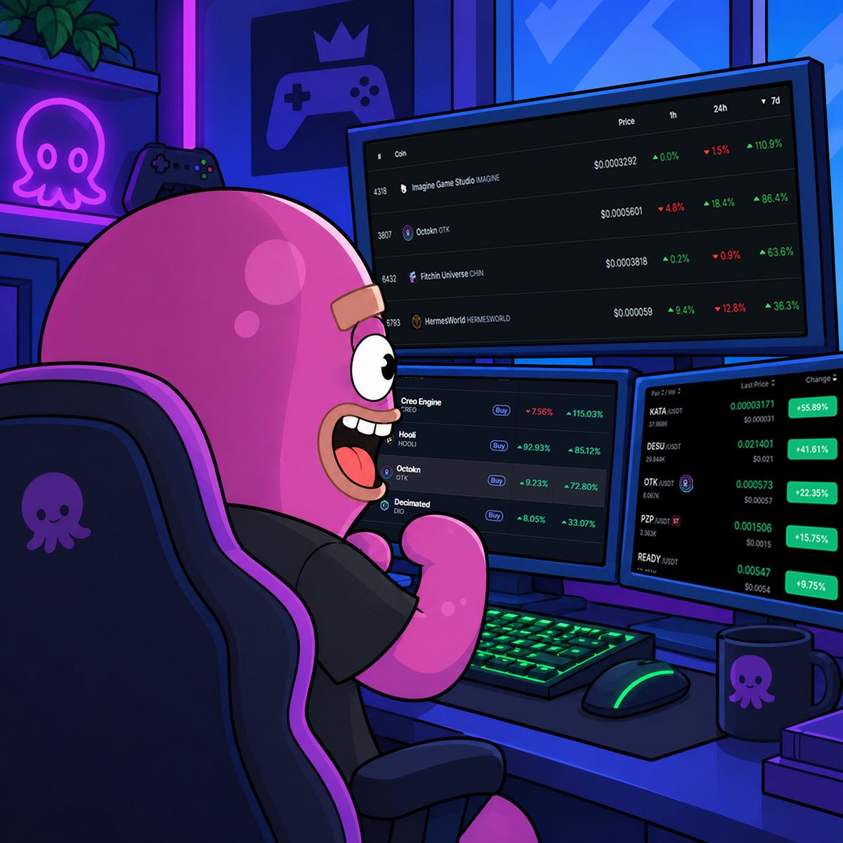 Octo8gaming's tweet photo. $OTK is making moves 🚀

📈 #3 on @MEXC - Trending GameFi 
🔥 #2 on @coingecko - Solana gaming 
🏆 #4 on @CoinMarketCap - Solana gaming

The Octo token is showing up! And we're still building 🐙

Next step: app update 📲🎮👀 https://t.co/EA3xFW5MdI