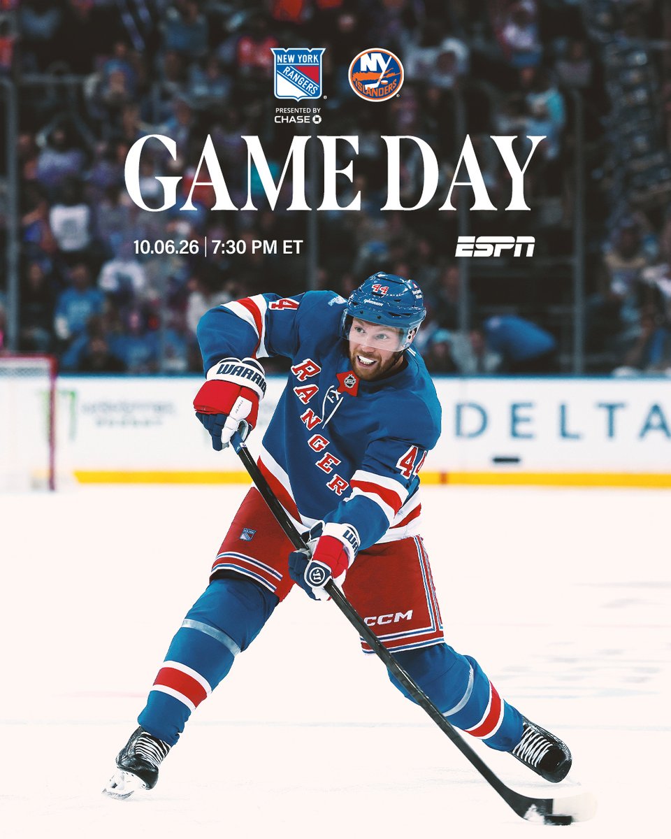 NYRangers's tweet photo. The Battle of New York kicks off tonight in Manhattan

📍: @TheGarden 
⏰: 7:30pm ET
📺: ESPN https://t.co/FZZ7OzA93Z