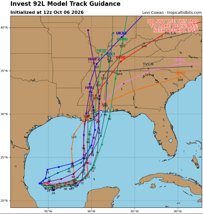 MetricsWXSvr's tweet photo. Invest 92L in the SW Gulf has a 90% chance of forming a tropical depression within 48 hours. It is drifting east and will turn north toward the northern Gulf Coast by late week, bringing heavy rain and gusty winds.

#txwx #lawx #mswx #alwx #wxtwitter #tropicswx https://t.co/WzCbci7Hu4